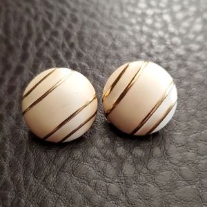 Monet Cream and Gold Striped Earrings